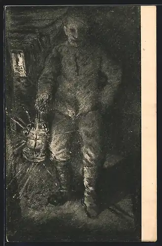 Künstler-AK Der Schachtälteste, Bergbau