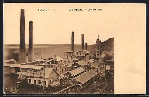 AK Beocsin, Cement-Fabrik mit Schornsteinen