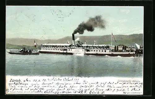 AK Salondampfer Helvetia in Fahrt auf dem Zürichsee
