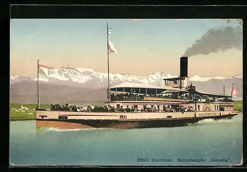 AK Salondampfer Helvetia auf dem Zürichsee