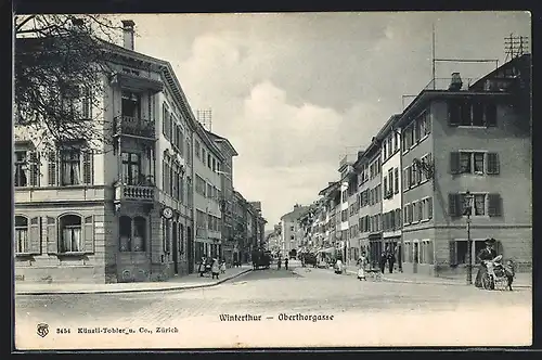 AK Winterthur, Strassenblick in die Oberthorgasse
