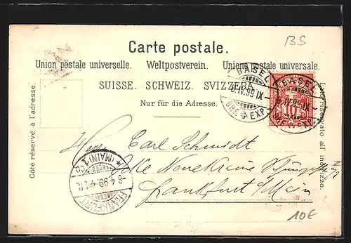 Lithographie Basel, Das Münster, St. Albanthor, Panorama