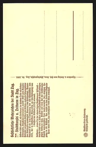 Steindruck-AK Zug, Stadtkanzlei mit Zeitturm