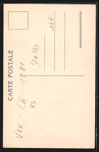 AK Vex, Altes Haus, über den Dächern der Kirchturm