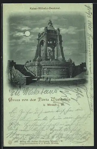 Mondschein-AK Porta Westfalica b. Minden i. W., Kaiser-Wilhelm-Denkmal