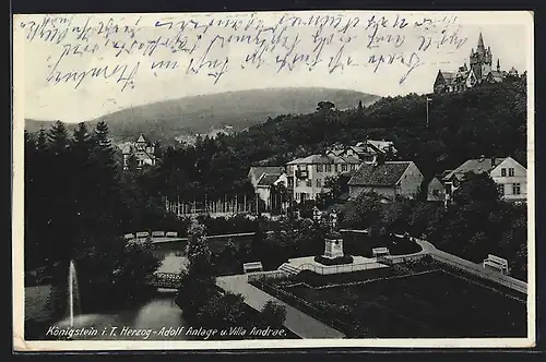 AK Königstein i. T., Herzog-Adolf Anlage u. Villa Andrae