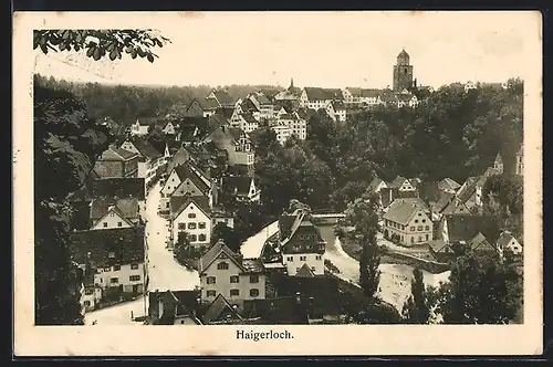 AK Haigerloch, Ortsansicht aus der Vogelschau mit Fluss