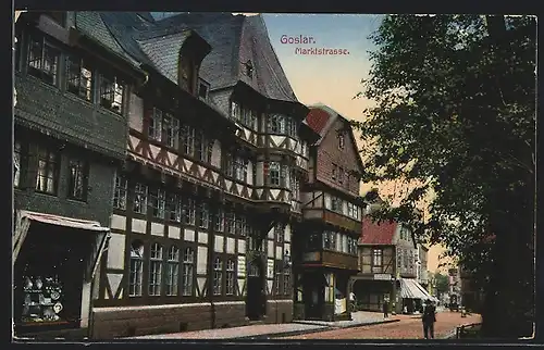 AK Goslar, Fachwerkhäuser an der Marktstrasse