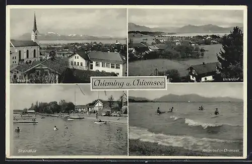 AK Chieming a. Chiemsee, Unterdorf, Strandbad, Wellenbad