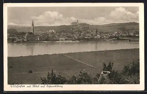 AK Vilshofen, Ortsansicht mit Blick auf den Schweiklberg