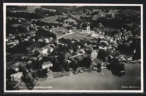 AK Tutzing am Starnbergersee, Ortsansicht vom Flugzeug aus