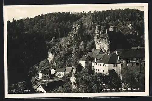 AK Tüchersfeld /Fränk. Schweiz, Teilansicht mit Felsen