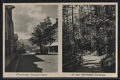 AK Murnau / Obb., Hauptstrasse und Himbsel Anlage