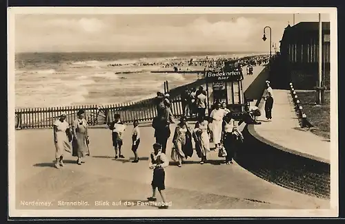 AK Norderney, Strand mit Blick auf das Familienbad