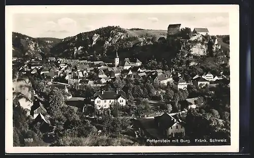 AK Pottenstein /Fränk. Schweiz, Ortsansicht mit Burg