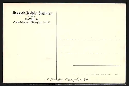 AK Hamburg-Neustadt, Wagen der Hammonia-Rundfahrt an der Hauptpost