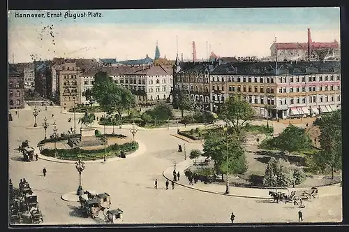 AK Hannover, Ernst August-Platz aus der Vogelschau