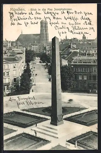 AK München, Denkmal und Max Josephstrasse