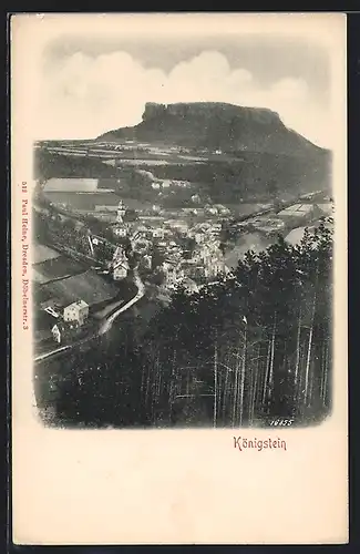 AK Königstein / Elbe, Ortsansicht vom Berg aus