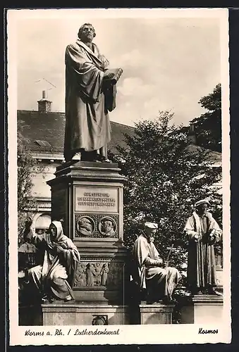 AK Worms a. Rh., Blick aufs Lutherdenkmal