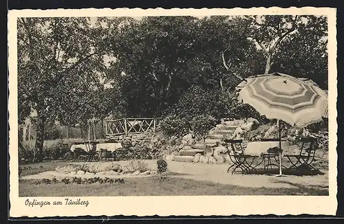 AK Opfingen am Tuniberg, Gasthaus Zum Hirschen, Garten
