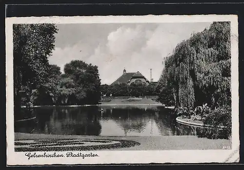 AK Gelsenkirchen, Uferpartie im Stadtgarten