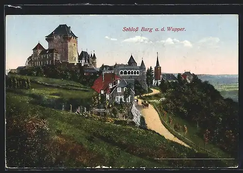 AK Burg a. d. Wupper, Blick auf das Schloss