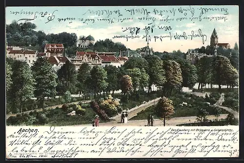 AK Aachen, Der Lousberg mit Belvedere und Salvatorkirche