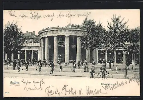 AK Aachen, Passanten vor dem Elisenbrunnen