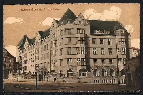 AK Aachen-Burtscheid, Landesbad mit Strassenpartie