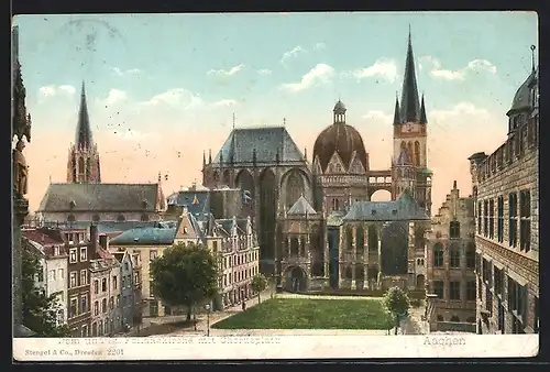 AK Aachen, Kaiser-Dom, Nordseite, und St. Foilanskirche