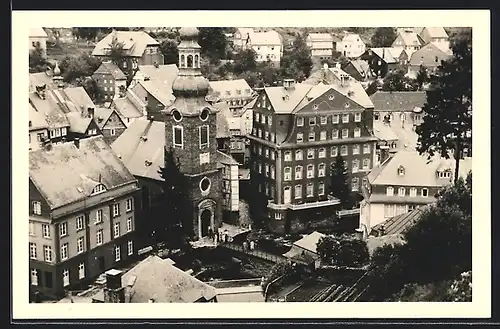 AK Monschau, Ortspartie mit Kirche