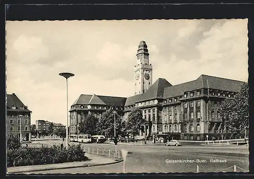 AK Gelsenkirchen-Buer, Rathaus mit Bussen