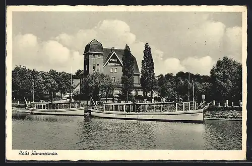 AK Soest, Talsperre, Der Möhne-See mit Booten