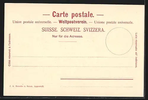 AK Appenzell, Strassenpartie mit Geschäft und Kirche