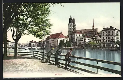 AK Zürich, Drei Männer am Fluss