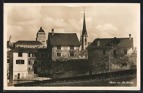 AK Zürich, Ortspartie der Altstadt