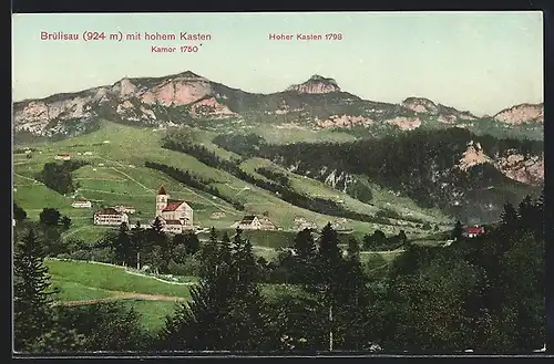 AK Brülisau, Ortsansicht gegen Kamor und Hohen Kasten
