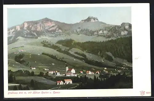 AK Brüllisau, Totalansicht mit Hohen Kasten und Kamor