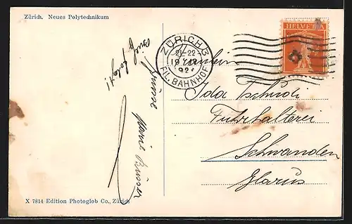 AK Zürich, Partie am neuen Polytechnikum