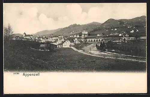 AK Appenzell, Blick auf den Fluss und die Stadt