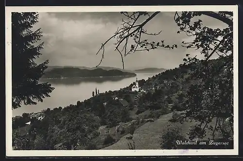 AK Walchwil am Zugersee, Ortsansicht vom Hügel aus