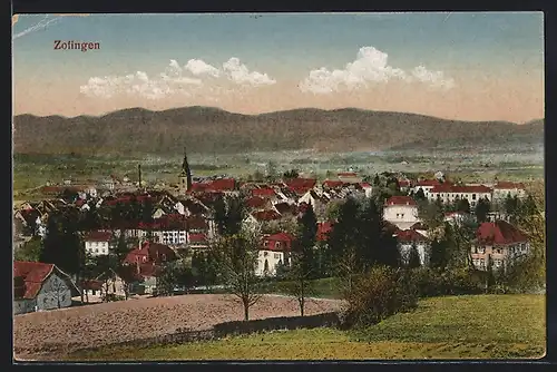 AK Zofingen, Ortsansicht von Hügelwiese aus