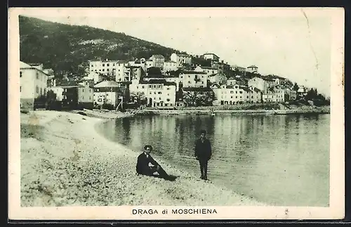 AK Moscenicka Draga / Draga di Moschiena, Uferpartie mit Blick zum Ort