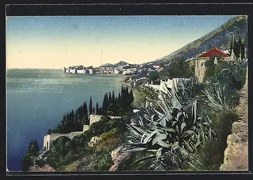 AK Dubrovnik /Ragusa, Panorama von der Anhöhe aus
