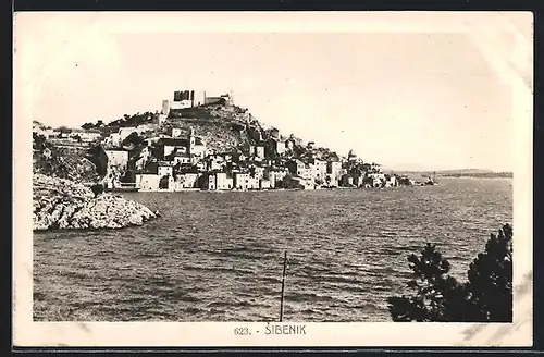 AK Sibenik, Ortsansicht vom Meer aus