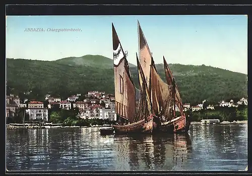 AK Abbazia, Chioggiottenboote vor dem Ort