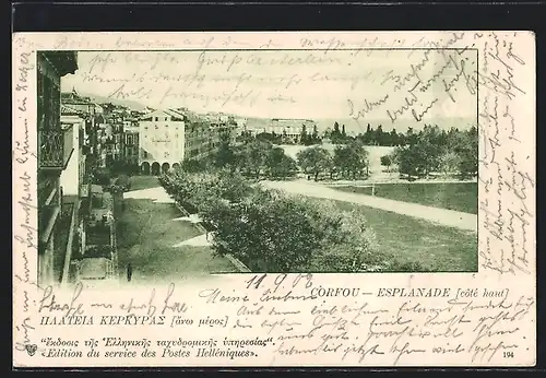 AK Corfou, Esplanade, cote haut
