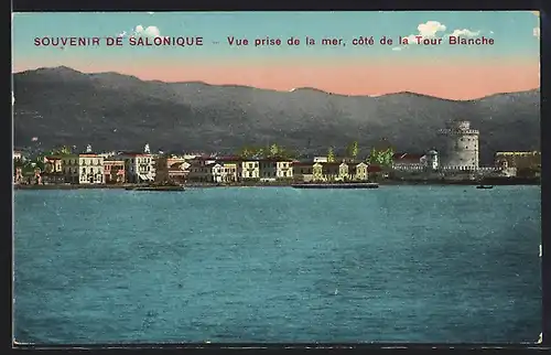 AK Salonique, Vue prise de la mer, côté de la Tour Blanche