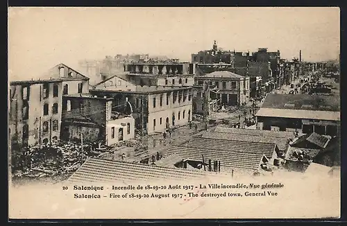 AK Salonique, Incendie de Aout 1917, vue generale